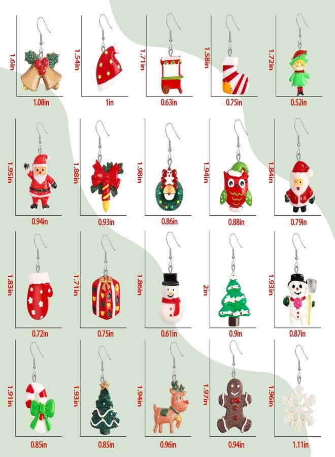 LUYI 20 Pairs Women's Xmas Holiday Earrings - Christmas Tree, Snowflake, Snowman, Bow, Bells - Bulk Party Jewelry Gifts - Image 5